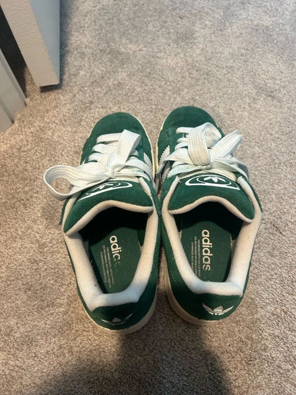 Adidas Green Suede Court Sneakers with White Stripes - Picture 4 of 6